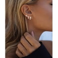 thumbnail image 2 of LUNVKY 3 Pairs 18K White Gold Plated Hoop Earrings for Women with S925 Sterling Silver Post CZ Huggie Hypoallergenic Stud Earring Sets Birthday Christmas Jewelry Gifts Teen Adult Stocking Stuffers, 2 of 6