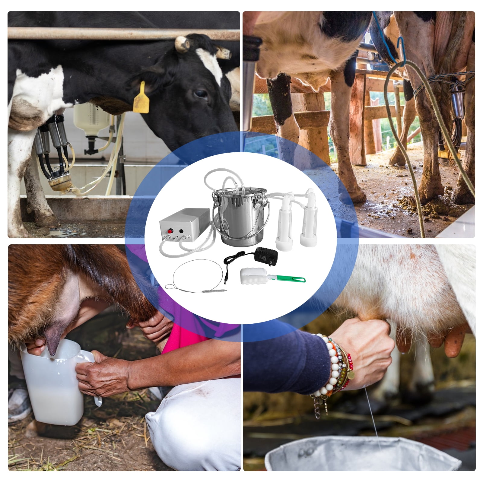 Goat Milker | Automatic Breast Pump | Efficient & Gentle On Animals, Food Grade Milk Bucket 3L, Pulsating Vacuum Pump For Dairy Farms