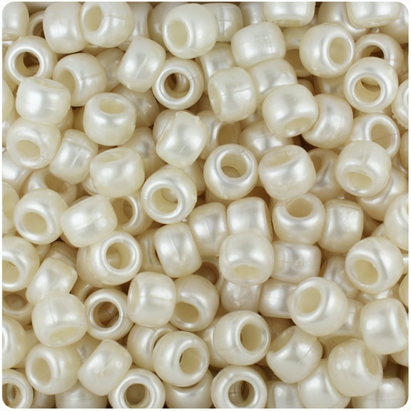 BeadTin Natural Pearl 9mm Barrel Pony Beads (500pc)