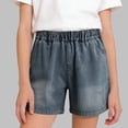 thumbnail image 2 of HAOTAGS Teen Girls Denim Shorts for Ages 5–15 Classic Jean Shorts for All-Day Comfort, Style, and Active Play Dark Blue Size 9-10 Years, 2 of 8