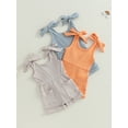 thumbnail image 4 of Lamuusaa Toddler Girls Sleeveless Romper Solid Color Ribbed Bodysuit Summer Clothes with Pockets, 4 of 9