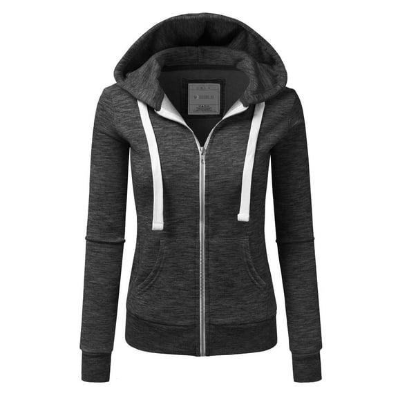 Doublju Women's Lightweight Pocket Zip-Up Hoodie Jacket for Women with Plus Size