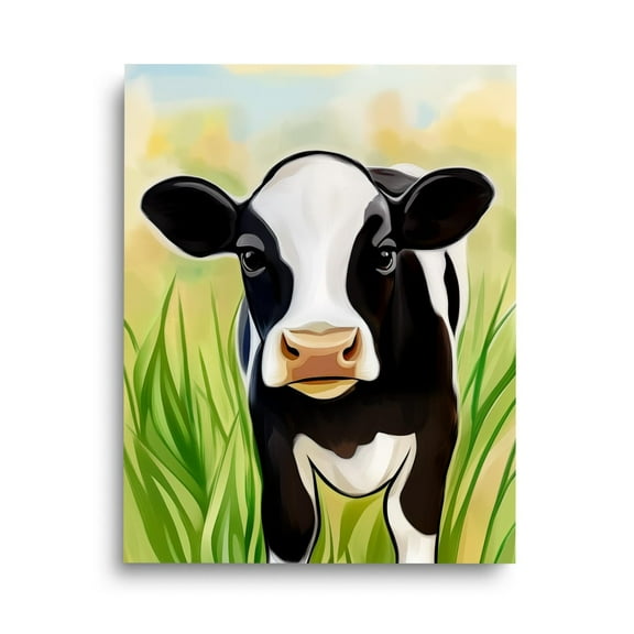 Cute Calf Print, Farm Animal Nursery Wall Art, Country Style Cow Poster, Rustic Pastoral Decor, Baby Shower , Cattle Artwork Home Decor UNFRAMED Poster, Wall Art for Decor, Present, 8x12