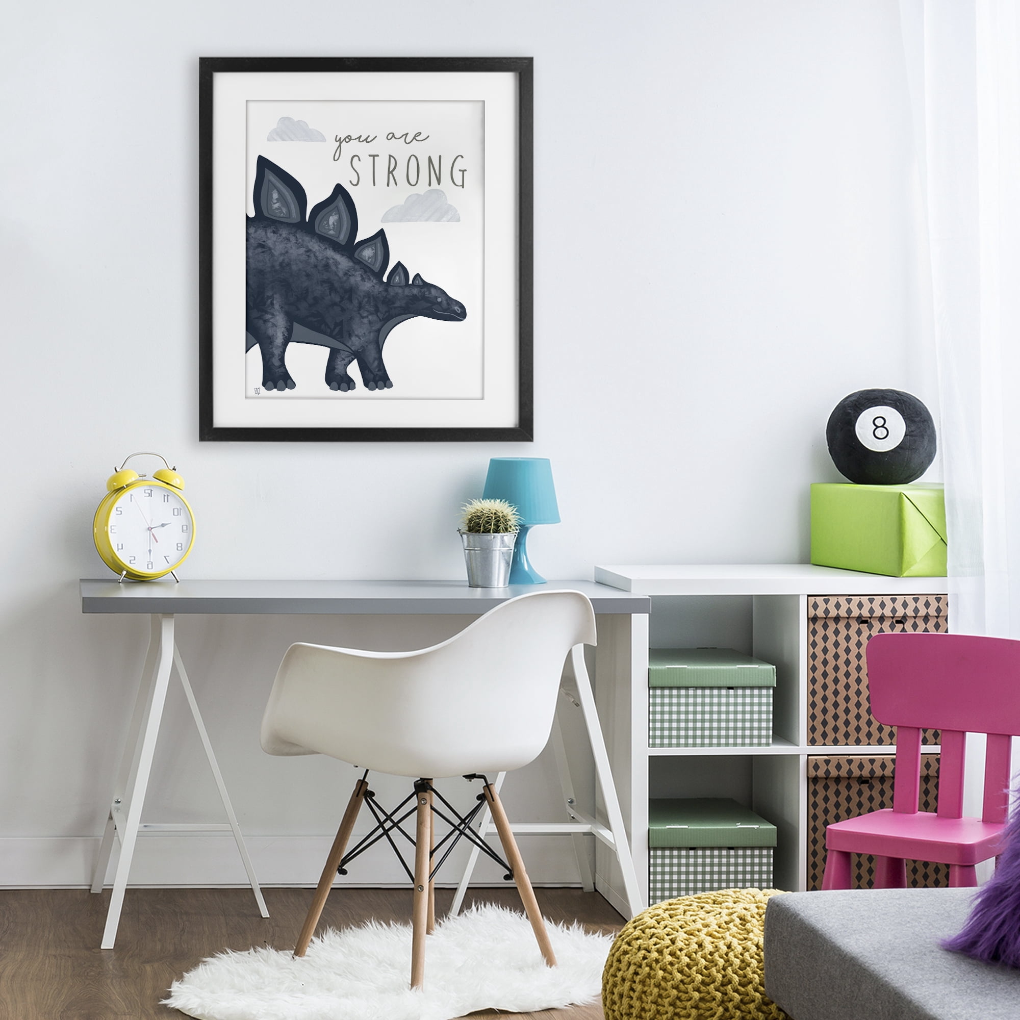 Stupell Industries You Are Strong Dinosaur Black Framed Print Under Glass, design by Elizabeth Tyndall