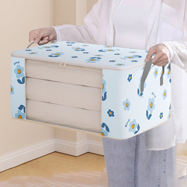 Bolsas de Almacenamiento Plegables de Gran Capacidad | Organizador de Ropa y Colchas | 55 X 35 X 25 Cm | Tela No Tejida | Bolsas Apilables para Mudanza y Embalaje con Visibilidad Transparente
