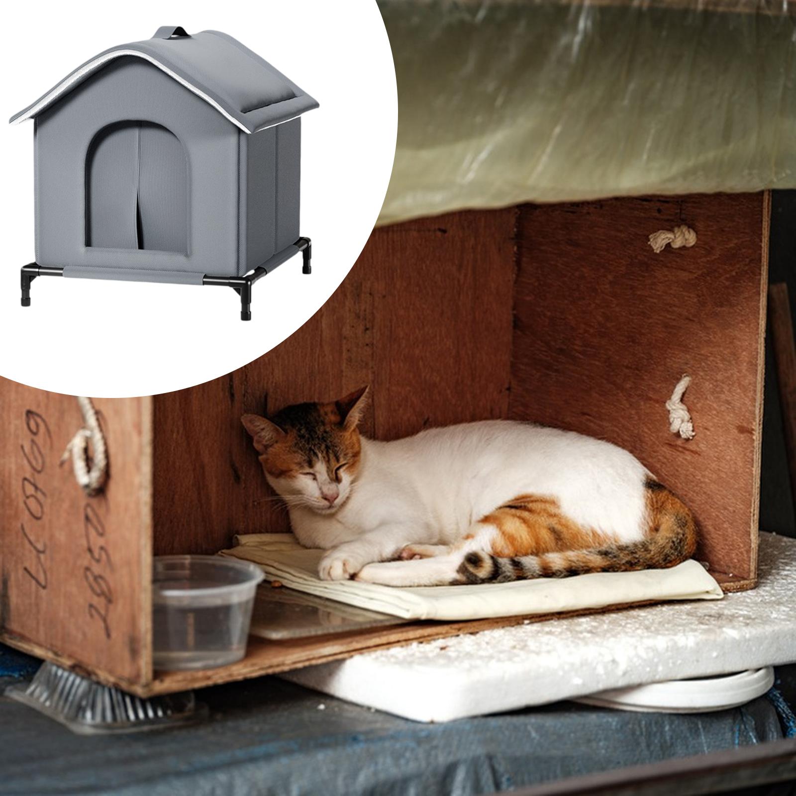 EHJRE Outdoor Cat House Insulated Shelter Waterproof Windproof Oxford Cloth Enclosure Portable Protection Suitable for Garage Garden Porch Community Barn L