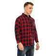 thumbnail image 3 of Men's Long Sleeve Plaid Shirt Button Down Regular Fit Shirts for Spring Fall 2XL-5XL,Red/Black, 3 of 9
