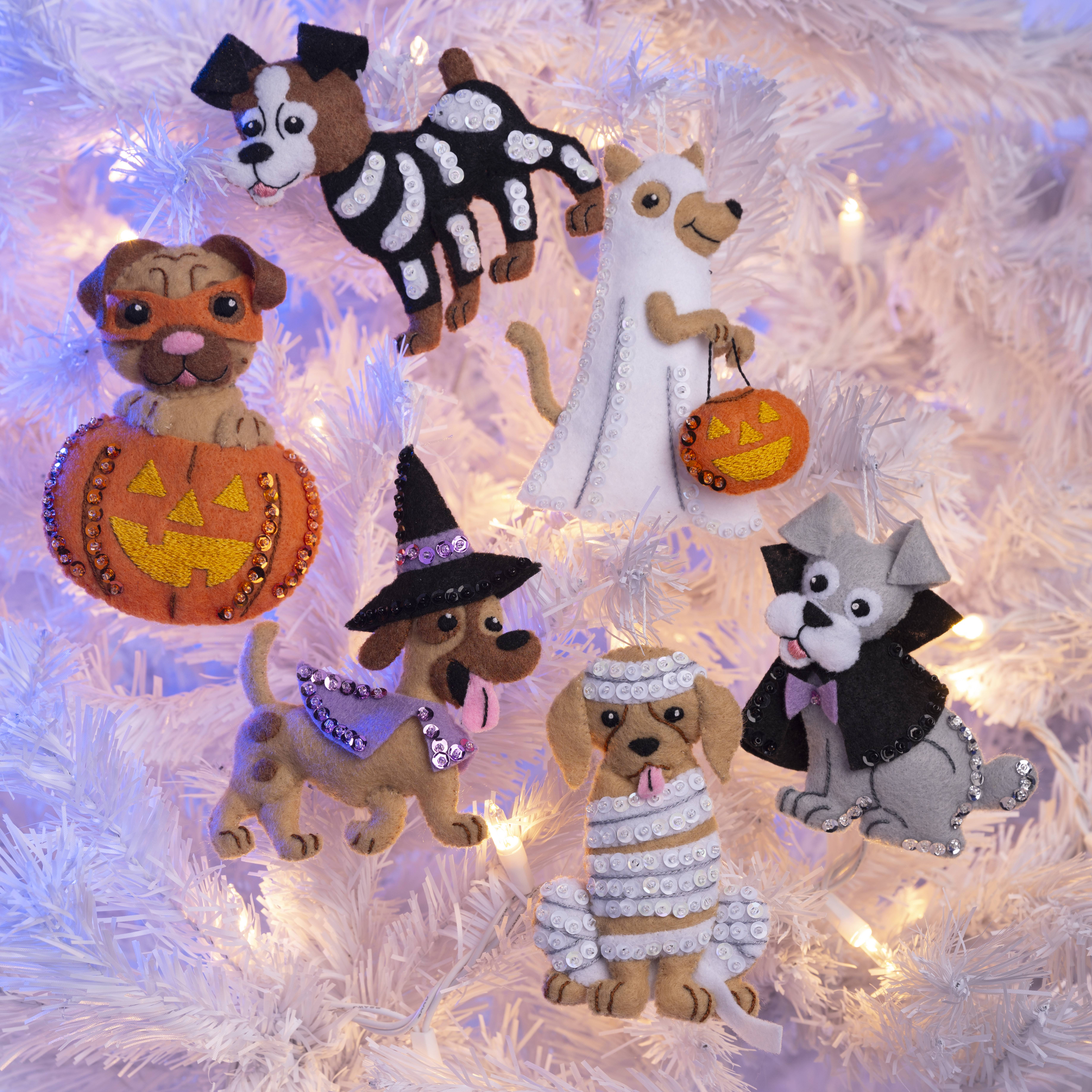 Bucilla Felt Applique 6 PC Ornament Kit, Trick or Treat Puppies