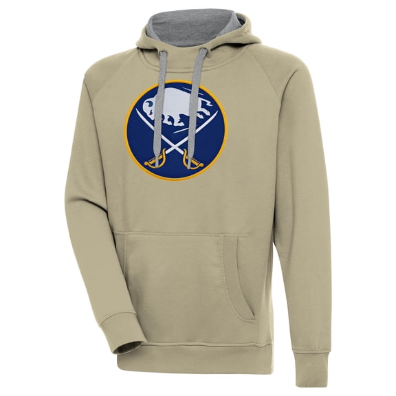 Men's Antigua Khaki Buffalo Sabres Victory Pullover Hoodie