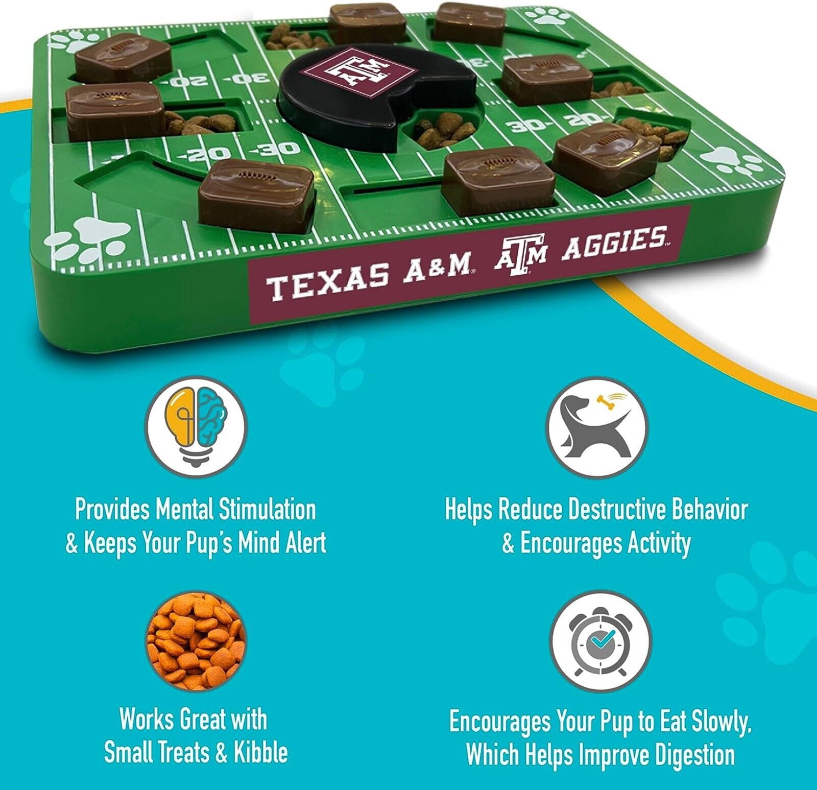Pets First NCAA Texas A and M Aggies Puzzle Toy, Puzzle Treat Dog Toy, Interactive Dog Treat Toy, Dog Puzzle Feeding Slow Toy