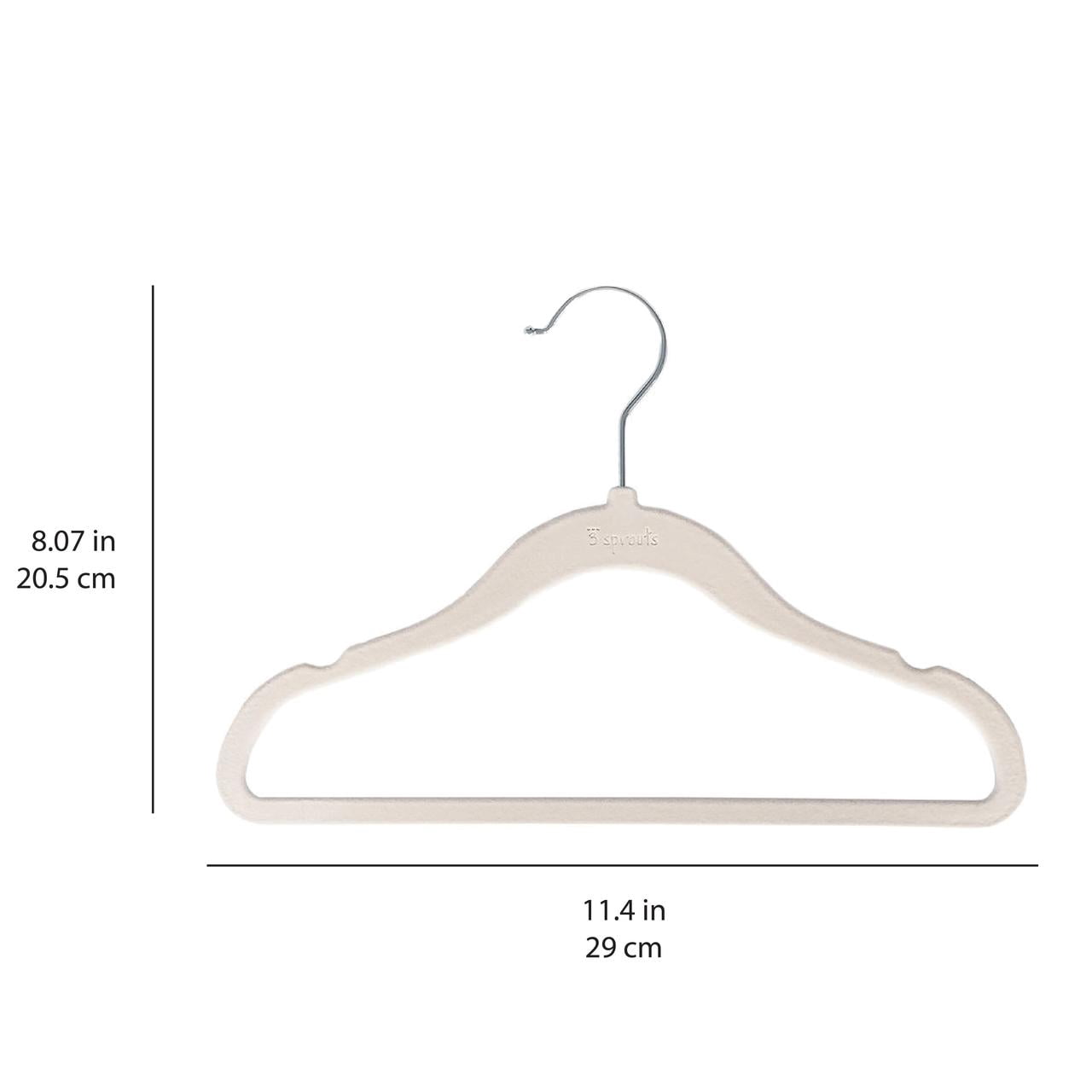 3 Sprouts Baby Velvet, Non-Slip Clothes Hangers - Pack of 30 - Assorted - Cream, Gray, Hazlenut