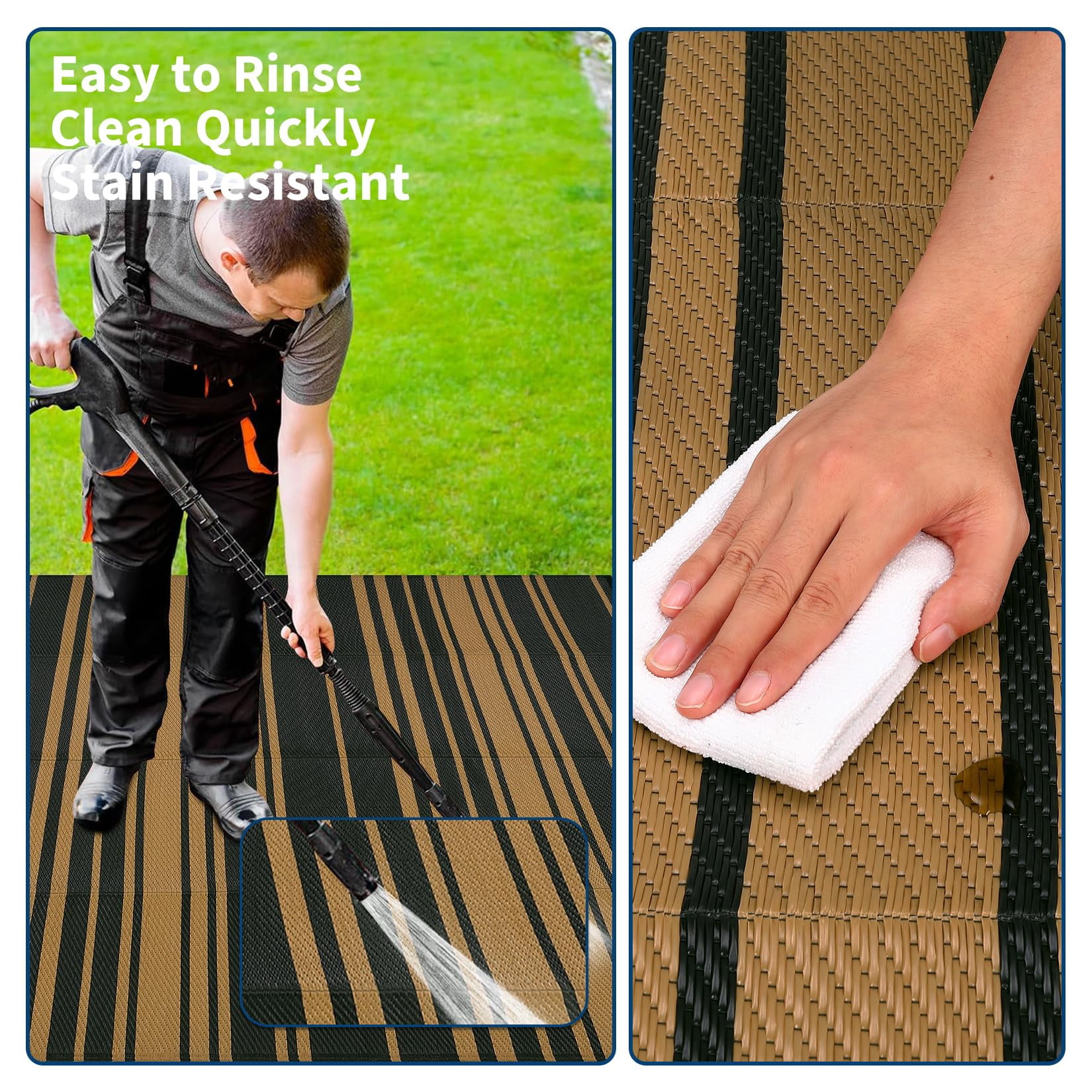 Danolapsi Outdoor Rug Mat for Patio,8x10 Plastic Straw Rug,Waterproof Plastic Straw Mats,Modern Striped Outdoor Camping Rugs for Patio,RV,Porch, Deck,Backyard,Balcony,Camping,Trailer