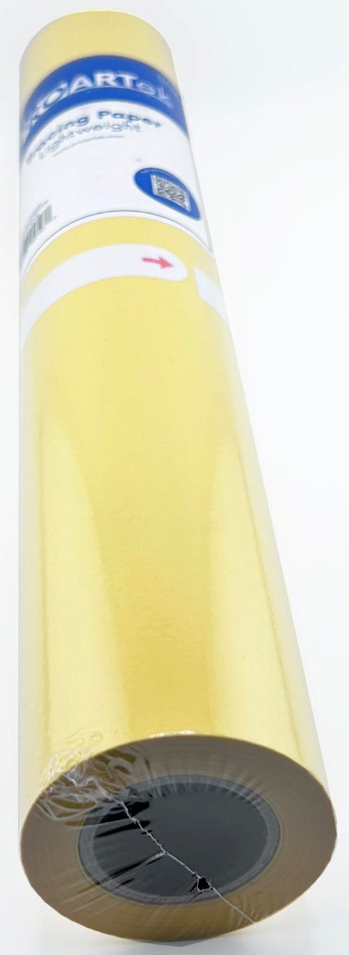 Proartek PK00050 Model TP1250Y1WP030N Type 55Y-G Yellow Tracing Paper Roll; 12 Inches x 50 Yards; 1-Inch Core; Transparent Surface; Accepts Pencil, Ink, and Marker; 8 lb. Basis Weight