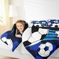 thumbnail image 4 of Feelyou Cartoon Soccer Boys Full Size Comforter Sets, Graffiti Honeycomb Bedding Comforter Set, Football Rugby Game Reversible Bedding Sets, Luxury Bedroom Decor, 3-Piece, 4 of 8