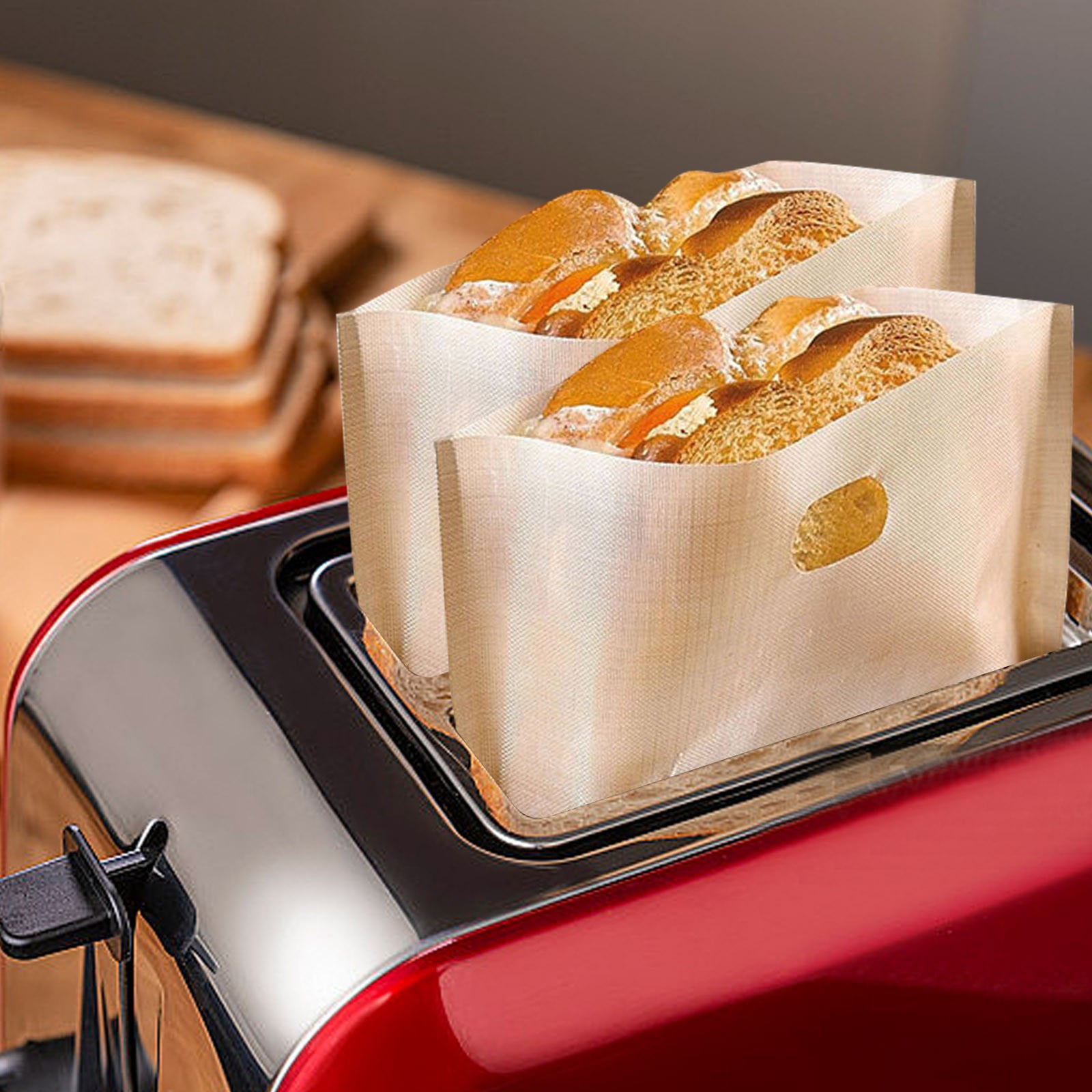 Sacs Grille-pain Réutilisables 5 - Résistant Chaleur 17x19cm - Pour Sandwich Et Pizza Sacs Non Stick Fibre Verre