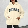 thumbnail image 2 of Bibifish Hoodies For Women Michigan City Letter Print Fall Trendy Preppy Hoodies Long Sleeve Female Pullover Tops With Pocket, 2 of 4