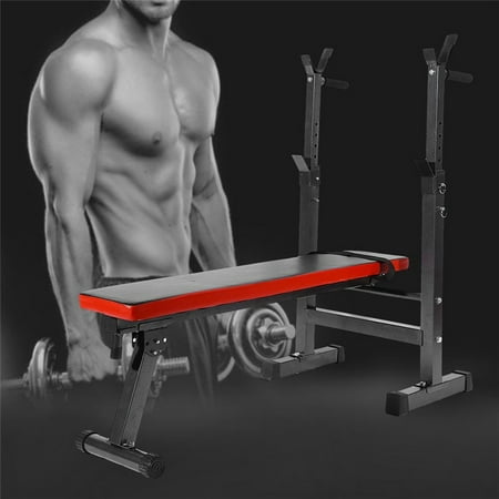 Folded Sit Up Bench Height-adjustable Barbell Rack Leather Bench Home Fitness Workout Equipment Body Exercise Outdoor Cross Fit Training Board without