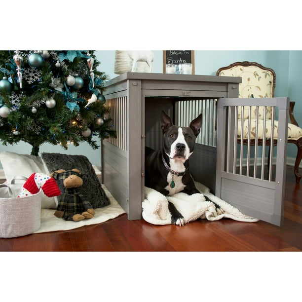 In addition, the soft dog crates usually have mesh panels on sides, which not only provideds your pet with greater ventilation, they also allow him increased visibility, which can be more reassuring when he is in the crate. ecoflex dog crate end table grey extra large 42 l