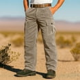 thumbnail image 4 of Fnooota Mens Cargo Pants, Multi-pocket Corduroy Casual Hiking Straight-leg Pants Khaki Size S-3XL, 4 of 6