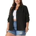 thumbnail image 4 of Agnes Orinda Women' s Plus Size Chiffon Shirt Long Sleeve Tops Button Down Collared Blouses 2X Black, 4 of 6