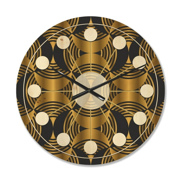 Designart 'Art Deco Style Retro Pattern' Mid-Century Modern Wood Wall Clock