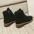 thumbnail image 3 of B91xZ Bottines à Talon Bas pour Femmes Bout Rond Bottes de Combat Lacets Compensés Moto, Noir 7, 3 of 5