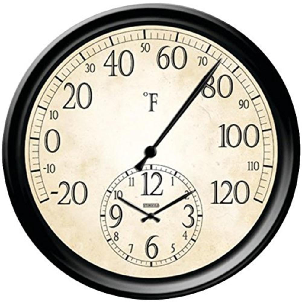 Taylor Palm Tree 14 Inch Square Outdoor Wall Clock and F Thermometer for Patio 