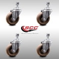 thumbnail image 2 of 4 Inch SS High Temp Glass Filled Nylon Swivel 3/8 Inch Threaded Stem Caster Set, 2 of 2