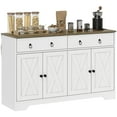 thumbnail image 2 of HOMCOM Sideboard Buffet Cabinet, Farmhouse Coffee Bar Cabinet with 2 Drawers and Barn Doors, Buffet Table with Adjustable Shelves, White, 2 of 9