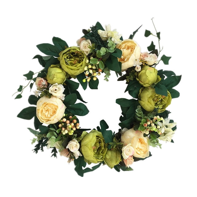 Artificial Wreath Silk Flowers Front Door Knocker Green Home Decorations Rattan Circle Simulation Garland