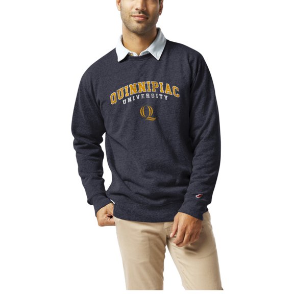 Men's League Collegiate Wear Heather Navy Quinnipiac Bobcats Heritage Tri-Blend Pullover Sweatshirt