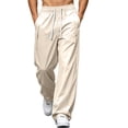 thumbnail image 2 of Aimik Men's Straight Casual Pants Dual Side Pockets Drawstring Relaxed Trousers Lightweight Soft Bottoms for Everyday Use, 2 of 6