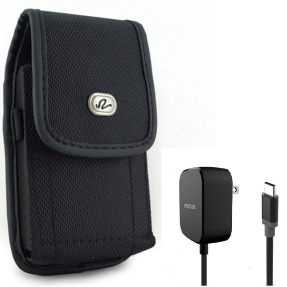 For Google Pixel 6 - Case Belt Clip w Fast Home Charger, Rugged Holster Canvas, 15W 5ft Long Type-C for Google Pixel 6 Phones