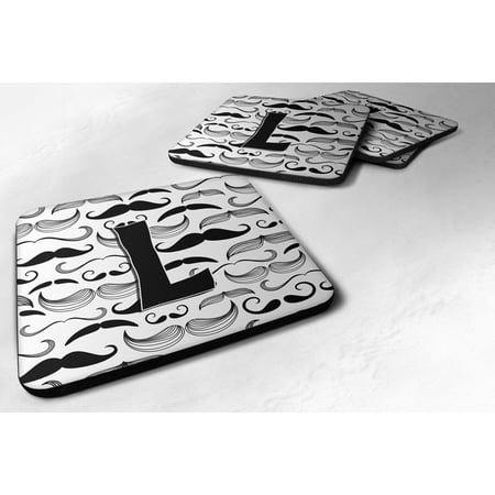 

Carolines Treasures CJ2009-LFC Letter L Moustache Initial Foam Coaster Set of 4 3 1/2 x 3 1/2 multicolor