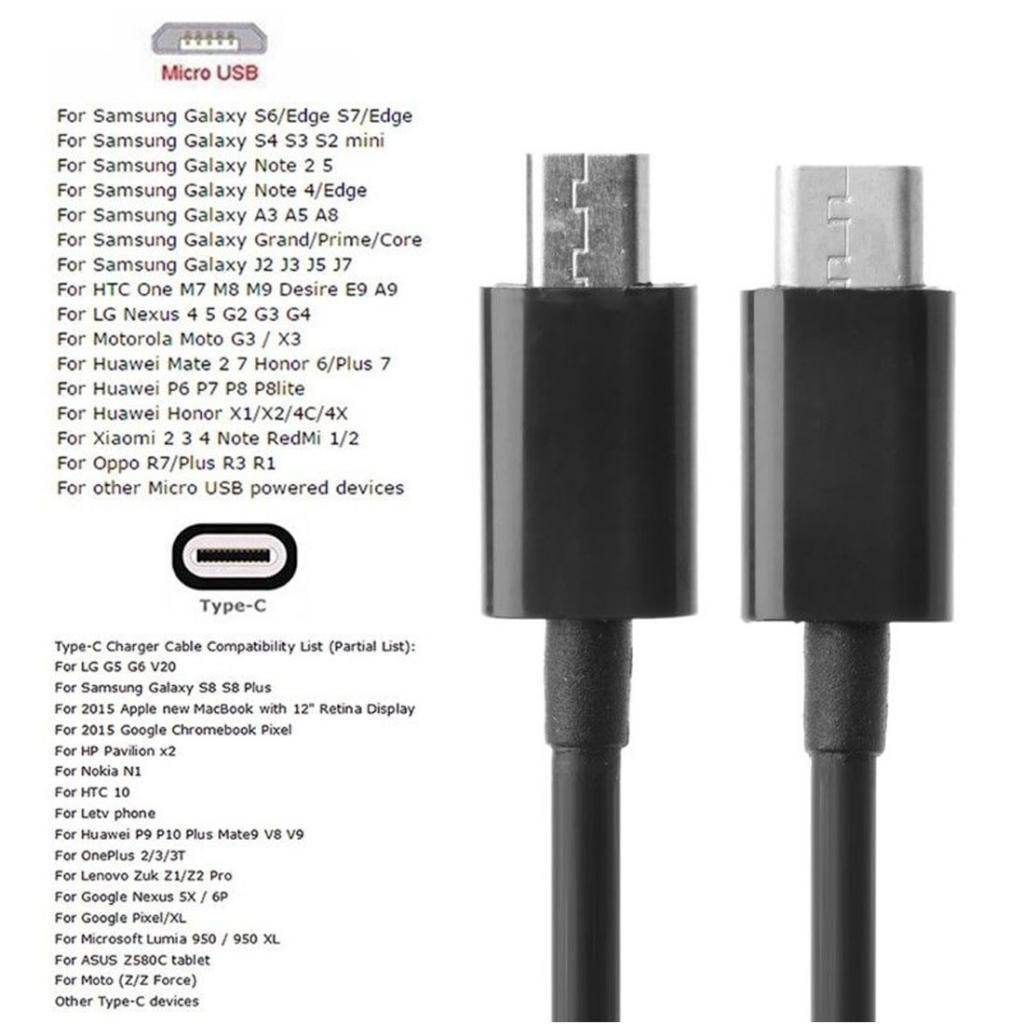 Colcolo Type C to Micro USB Data Transfer Adapter Cable Cord Compatible Android Phones Walmart.com