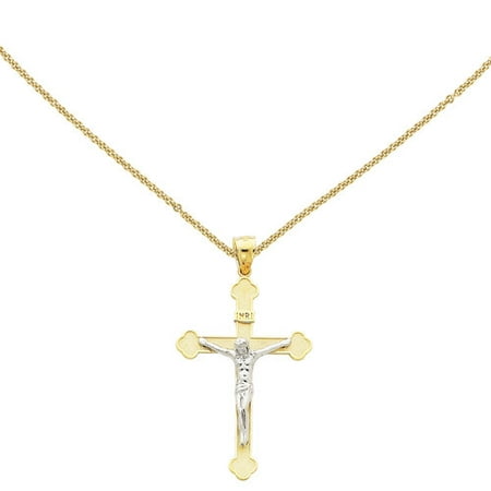 14kt Two-Tone INRI Crucifix Pendant