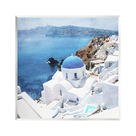 Stupell Industries Santorini Ocean Scenery Transportation Painting Unframed Art Print Wall Art, 12 x 12