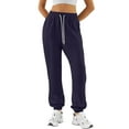 thumbnail image 3 of Sweatpants Women Fall Fashion Baggy Joggers Workout Lounge Comfy High Waisted Athletic Sweat Pants Dark Blue S, 3 of 7