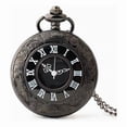 thumbnail image 1 of Reloj de bolsillo, collar de cuarzo negro con esfera de 47 mm, 1 of 4