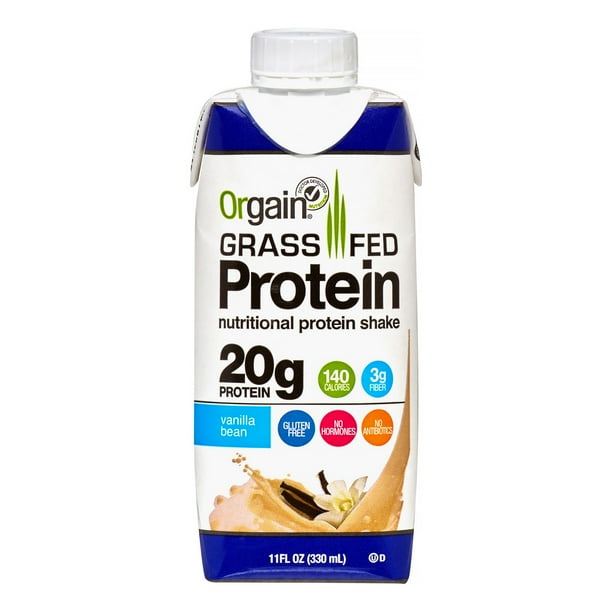 Orgain GrassFed Whey Protein Shake, Vanilla Bean, 11 Fl Oz, 12 Ct