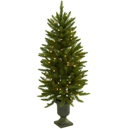 Nearly Natural Nearly Natural 4' Green Artificial Christmas Tree with 100 Clear Light with Urn