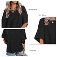 thumbnail image 4 of Top de Verano ANGGREK para Mujer Camiseta Holgada de Manga 3/4 Color Liso de Poliéster, 4 of 5