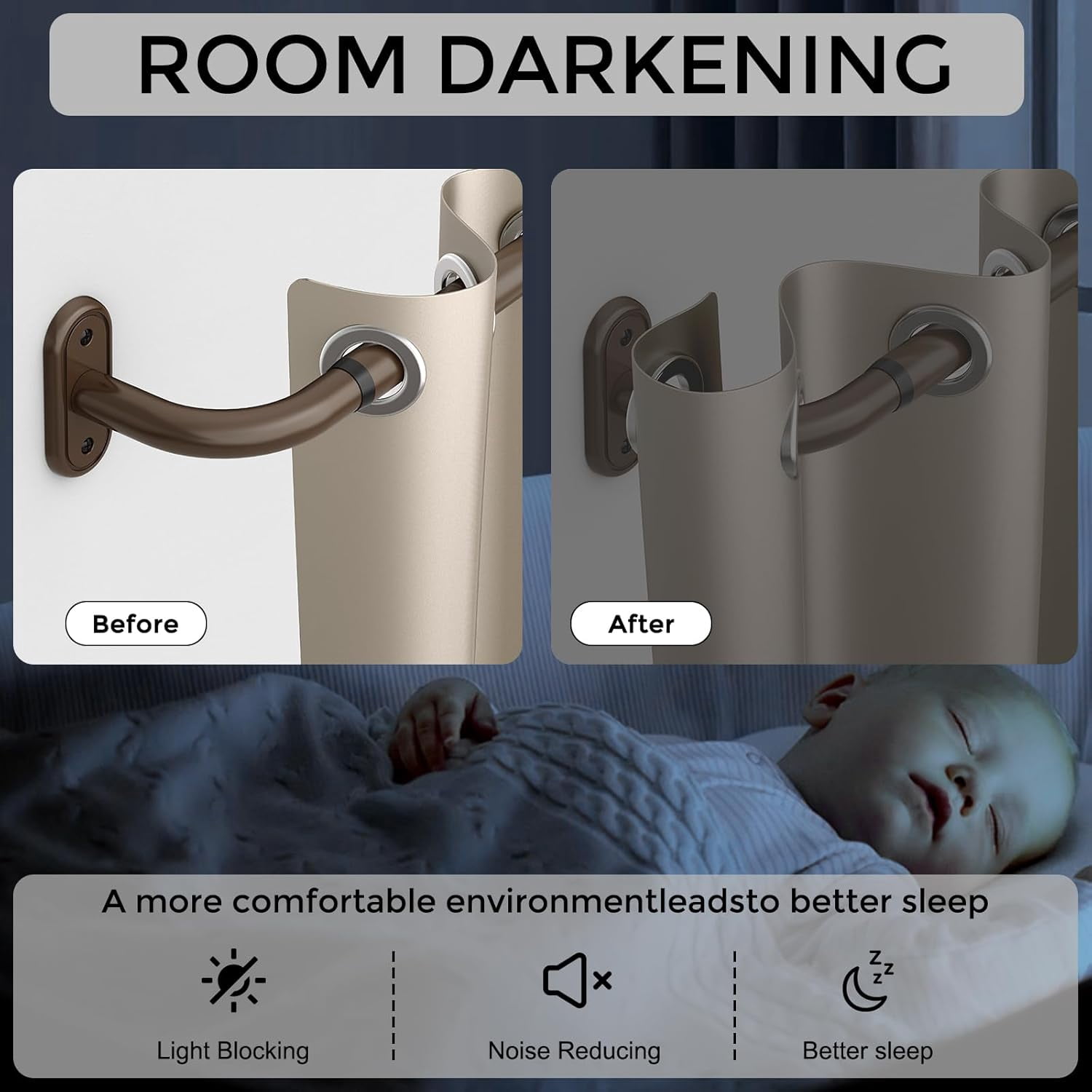 Wrap Around Curtain Rods White, Blackout Heavy Duty Curtain Pole for Windows 72 to 144 Inch, 1" Decorative Room Darkening Curved Modern Drapery Rod (White/Unique Design/All Metal)