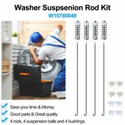 W10780048 Washer Suspension Rod Kit (23.6in) for Whirlpool Kenmore Maytag Amana Washing Machine - 4 Pack