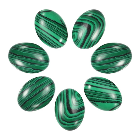 Uxcell Deep Green Flat Oval Stone 18mm x 13mm Flat Back Crystal Stone Beads 7Pack