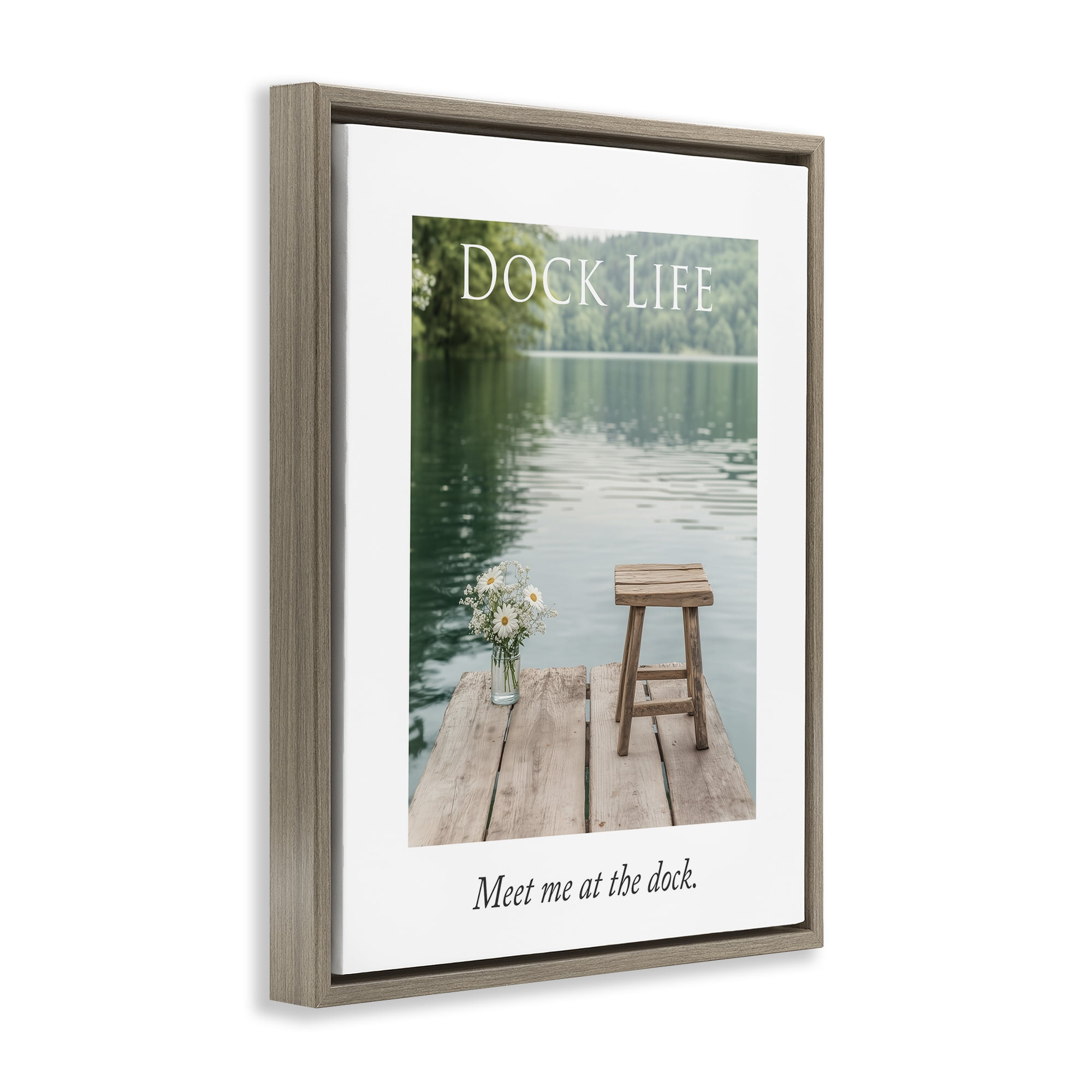 Stupell Industries Dock Life Calming Scenery Brown Framed Floater Canvas Wall Art, design by A Barefoot Stylist