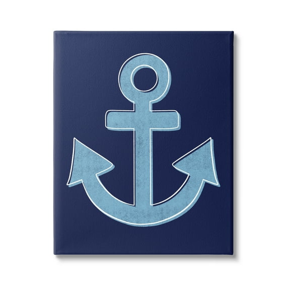 Stupell Industries Bold Anchor White Outline Symbol Navy Background,36 x 48, Design by Emily Cromwell