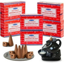 Dragon's Blood Backflow Incense Cones for Waterfall Aromatic Smoke Fountain Haze Falls and Mat Bundle - Pack of 6