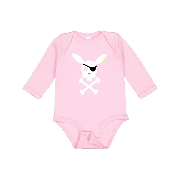 Inktastic Cute Easter Pirate Bunny with Eyepatch and Earring Boys or Girls Long Sleeve Baby Bodysuit