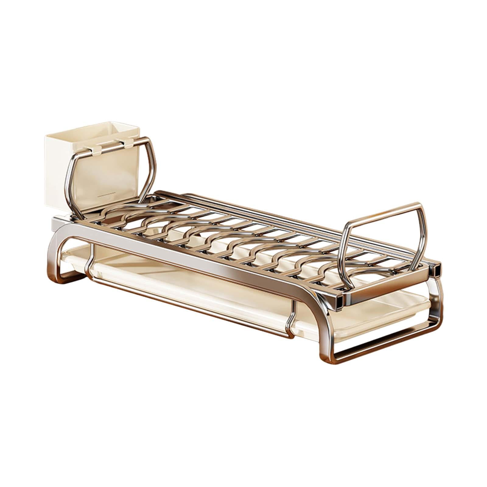 Fiocias Bowl Drying Rack Multipurpose Space Saving with Cutlery Holder Dish Storage Rack L